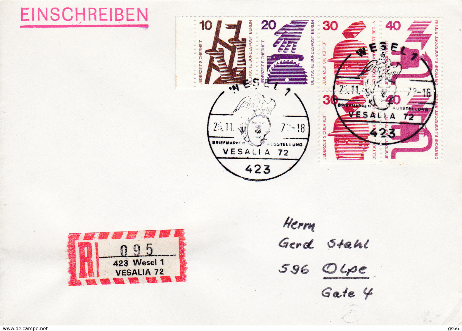 R-Brief Mit Sonder R Zettel, NEZ - Wesel,  VESALIA 72, Nr. 095 - R- & V- Vignette