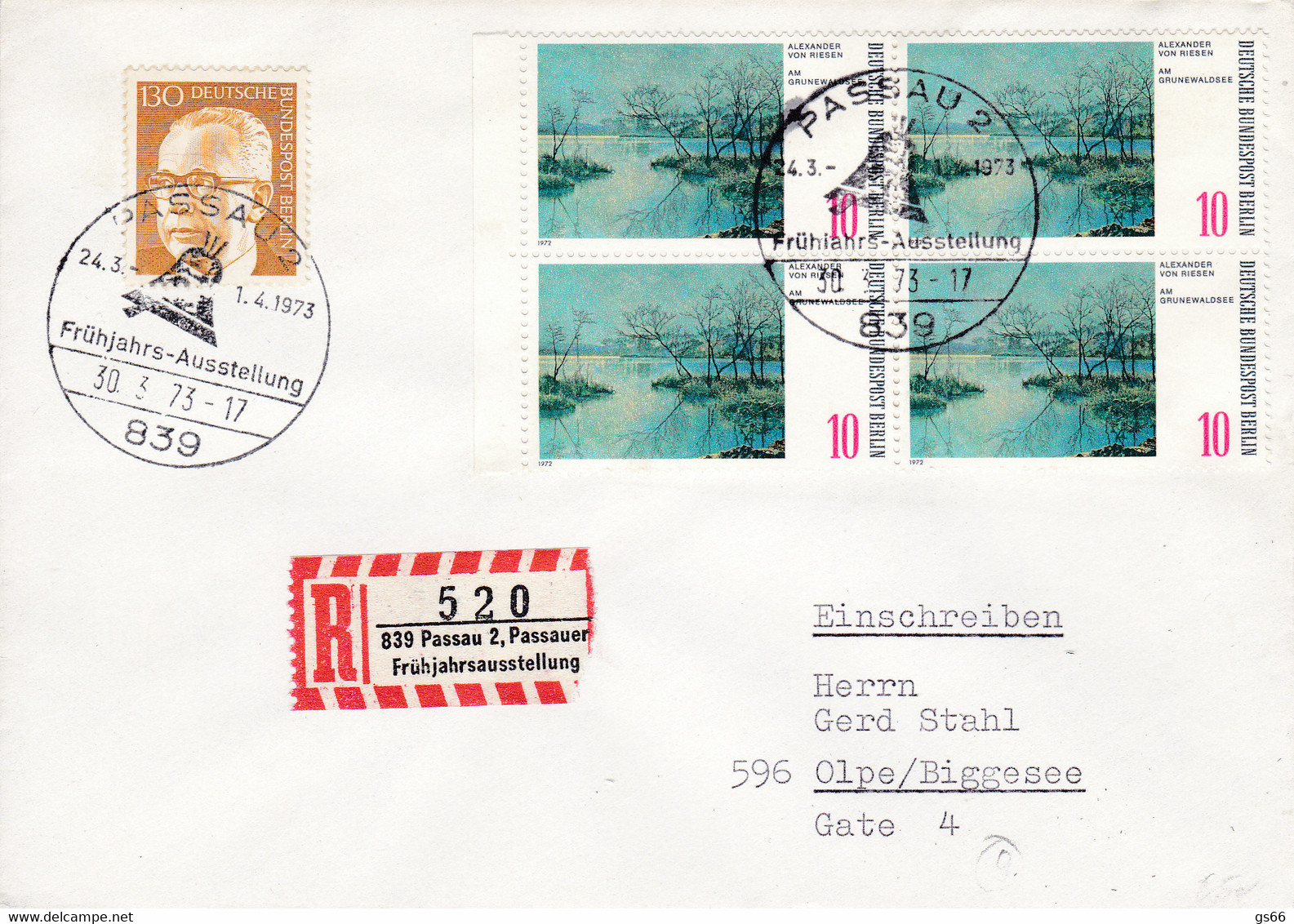 R-Brief Mit Sonder R Zettel, NEZ - Passau 2, Passauer Frühjahrsausstellung, Nr. 520 - R- & V- Labels