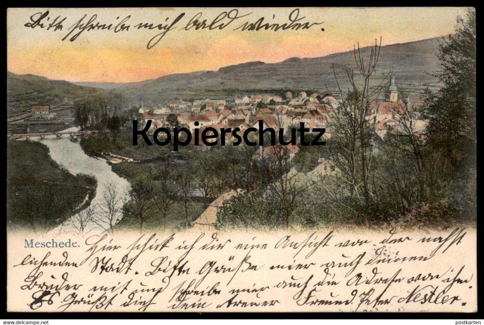 ALTE POSTKARTE MESCHEDE RUHR 1907 PANORAMA Totalansicht Gesamtansicht AK Ansichtskarte Postcard Cpa - Meschede