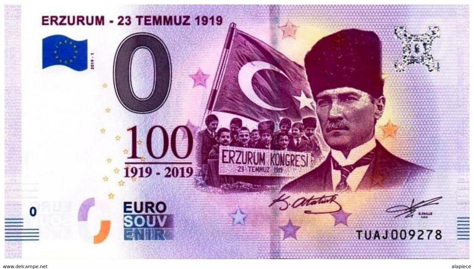 Billet Touristique - Turquie - 0 Euro - Erzurum  - 23 Temmuz 1919 - (2019-1) - Essais Privés / Non-officiels