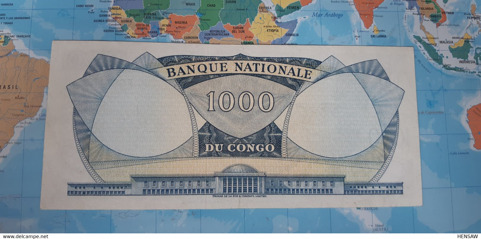 CONGO DEMOCRATIC REPUBLIC KINSHASHA 1000 FRANCS 1961 P 8a AUNC - République Démocratique Du Congo & Zaïre