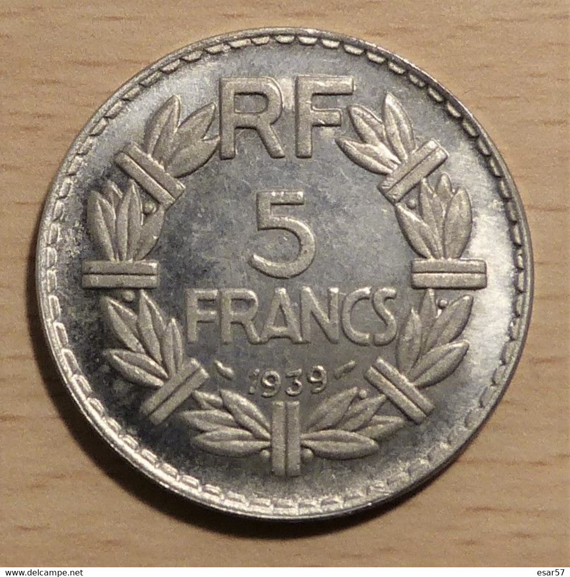 FAUSSE MONNAIE COPIE DE LA RARE 5 FRANCS LAVRILLIER 1939 COPIE - Other & Unclassified