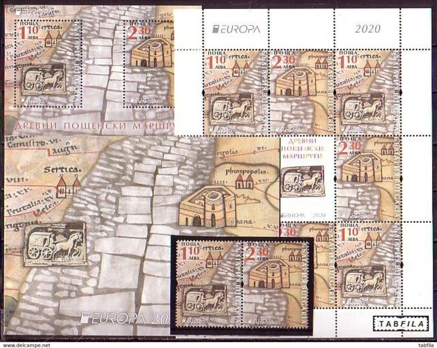 BULGARIA - 2020 - Europa-CEPT - Ancient Postal Routes - Fine Set + S/S + Booklet + Sheet -  ** MNH - Nuevos