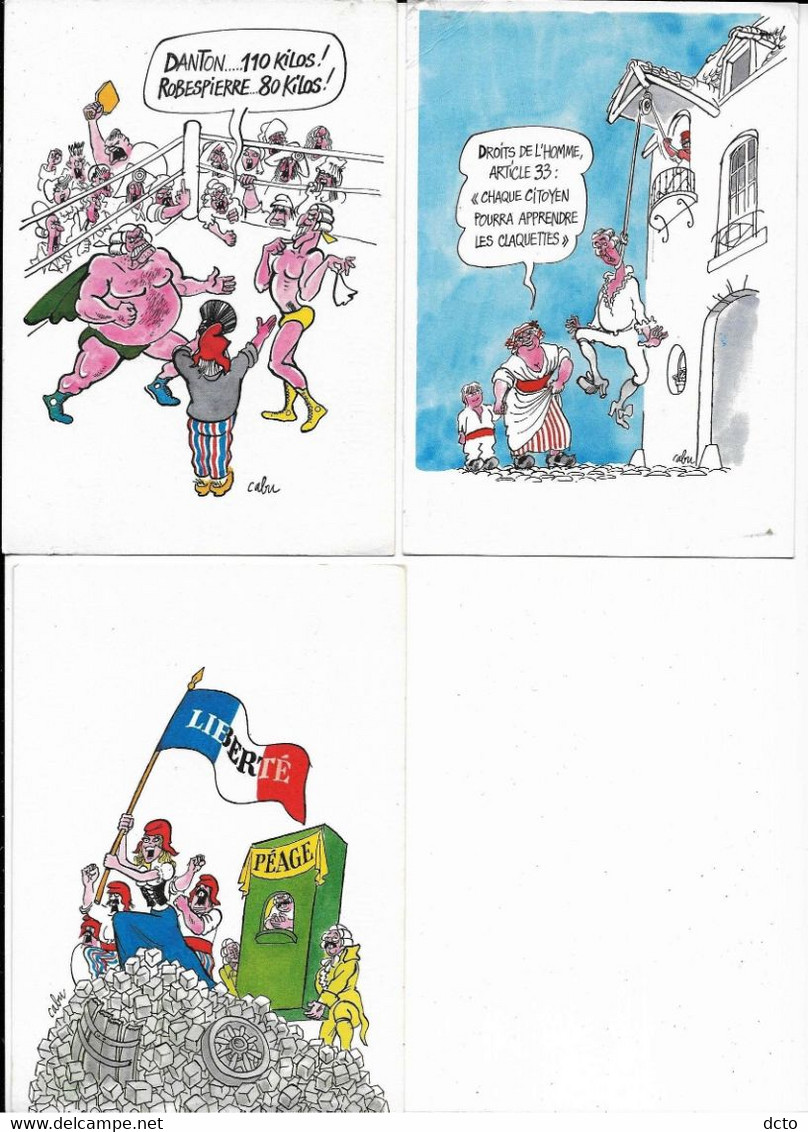 3 Cpm CABU Bicentenaire De La Révolution Française 1989 Nouvelles Images CP 1103-1109-1110 - Cabu