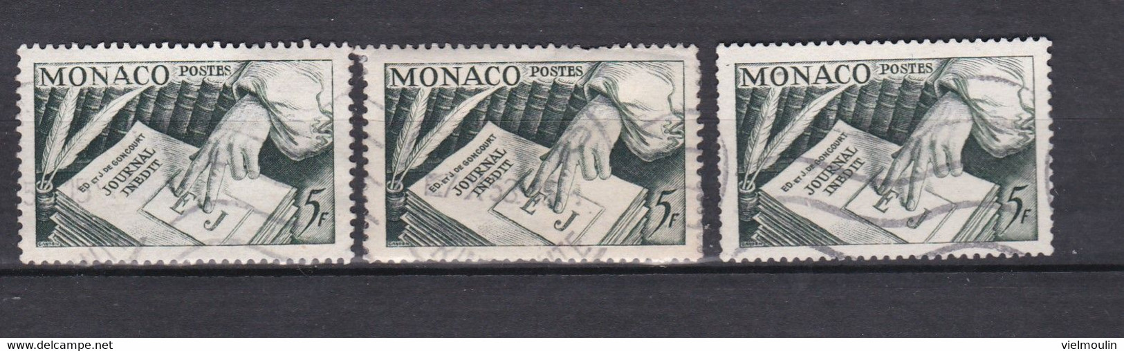 TIMBRES MONACO  GONCOURT OBLITERE DU N° 392 X 3 PM - Autres & Non Classés