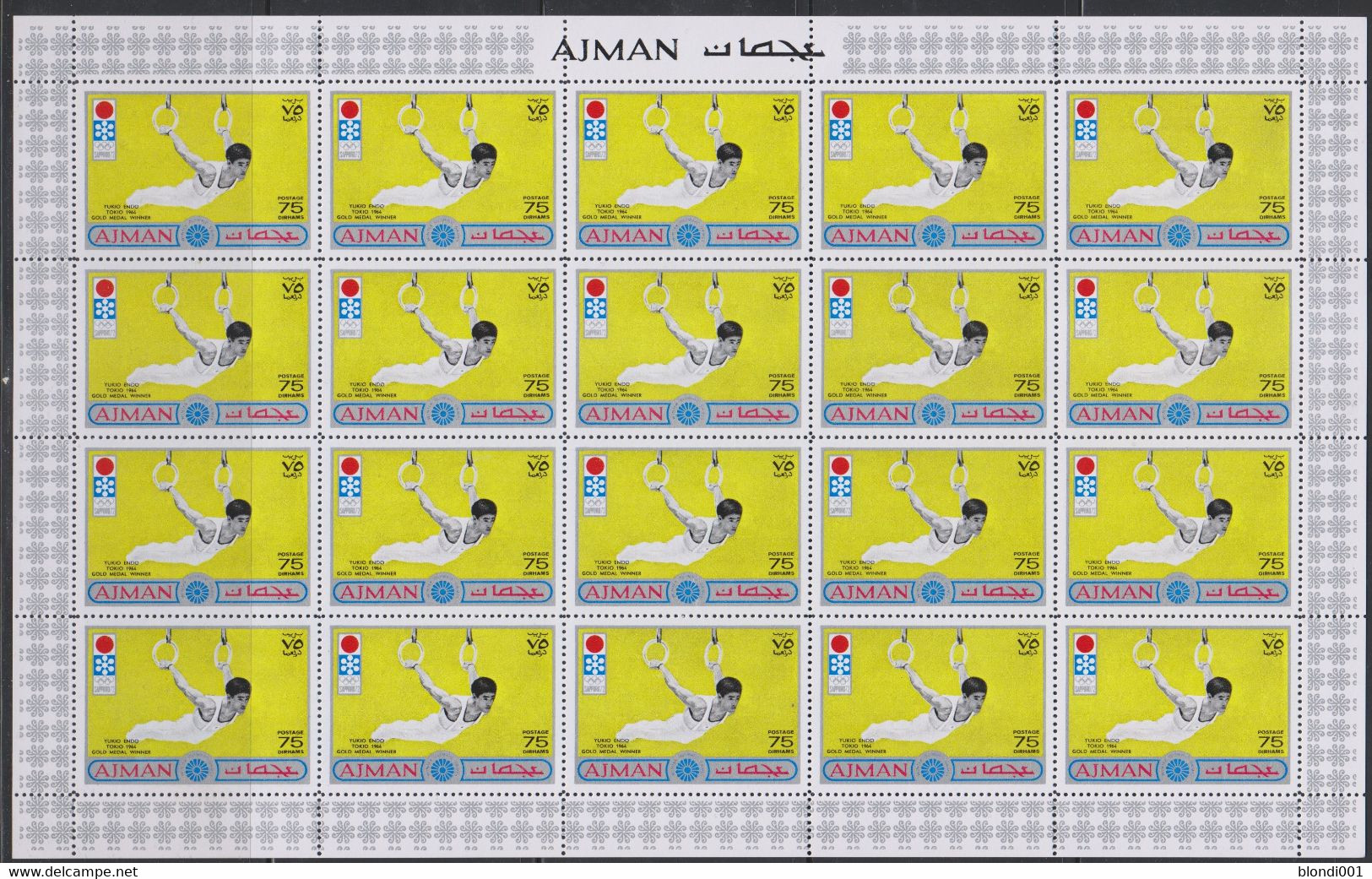 Olympics 1972 - Gymnastics - AJMAN - Sheet MNH - Invierno 1972: Sapporo