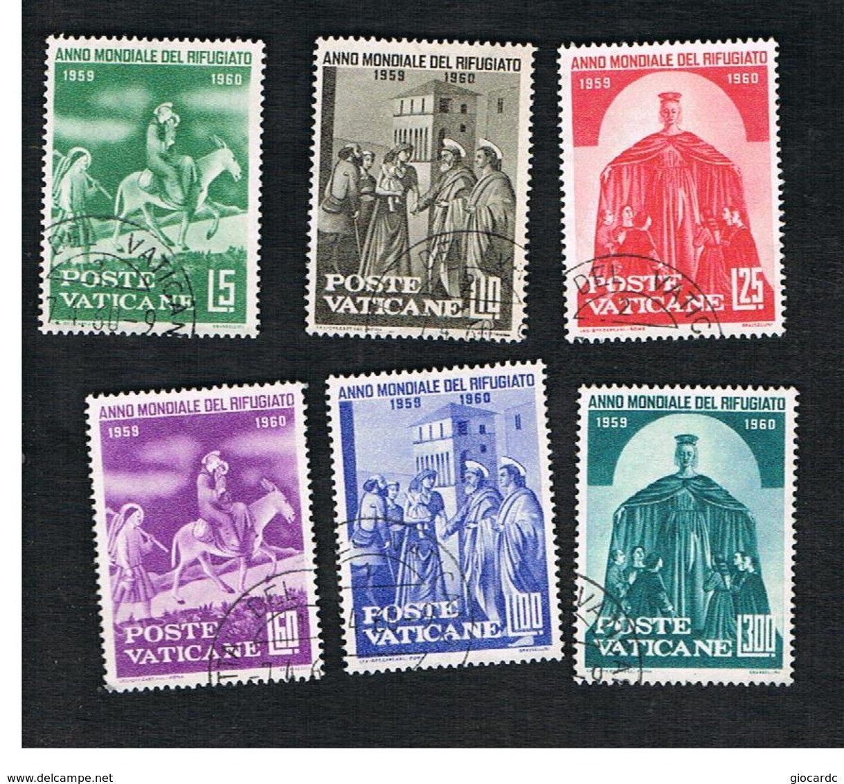 VATICANO - VATICAN - UNIF. 275.280  - 1960  ANNO MONDIALE DEL RIFUGIATO (SERIE COMPLETA DI 6)    -  USATI (USED°) - Usati