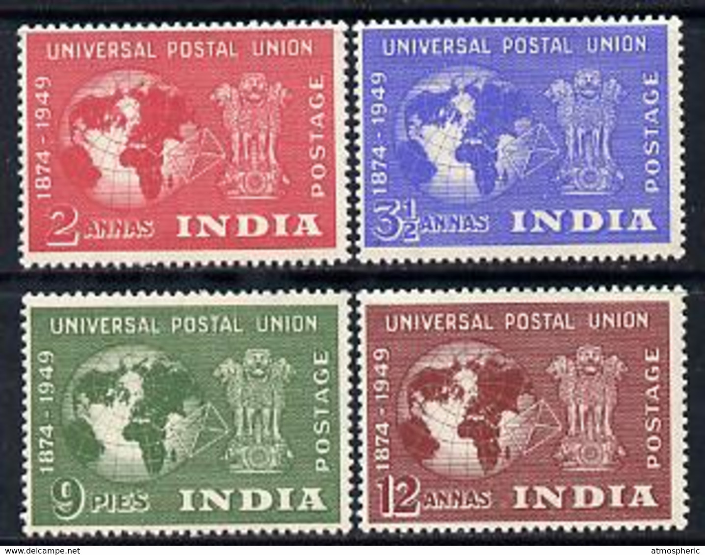 India 1949 KG6 75th Anniversary Of Universal Postal Union Set Of 4 Mounted Mint, SG 325-8 - Unused Stamps