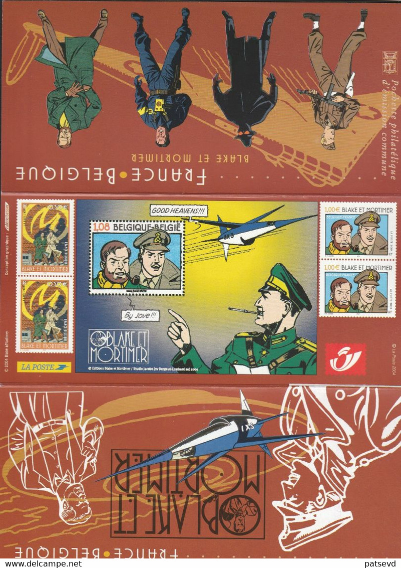 Frankrijk /Belgique Blake Et Mortimer 2004**,Bloc Belgique Et Timbres France 3669/3670 2x( 2 Scans) - Collectors