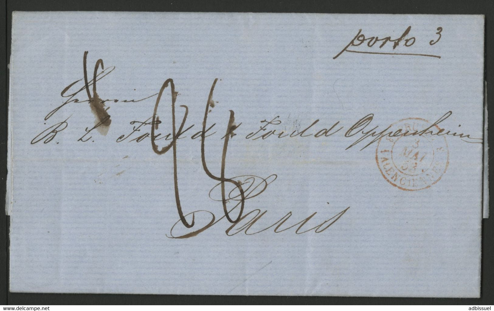 1853 RUSSIE LETTRE DE WYBORG (Wiburg) Pour PARIS (voir Description) - ...-1857 Prefilatelia