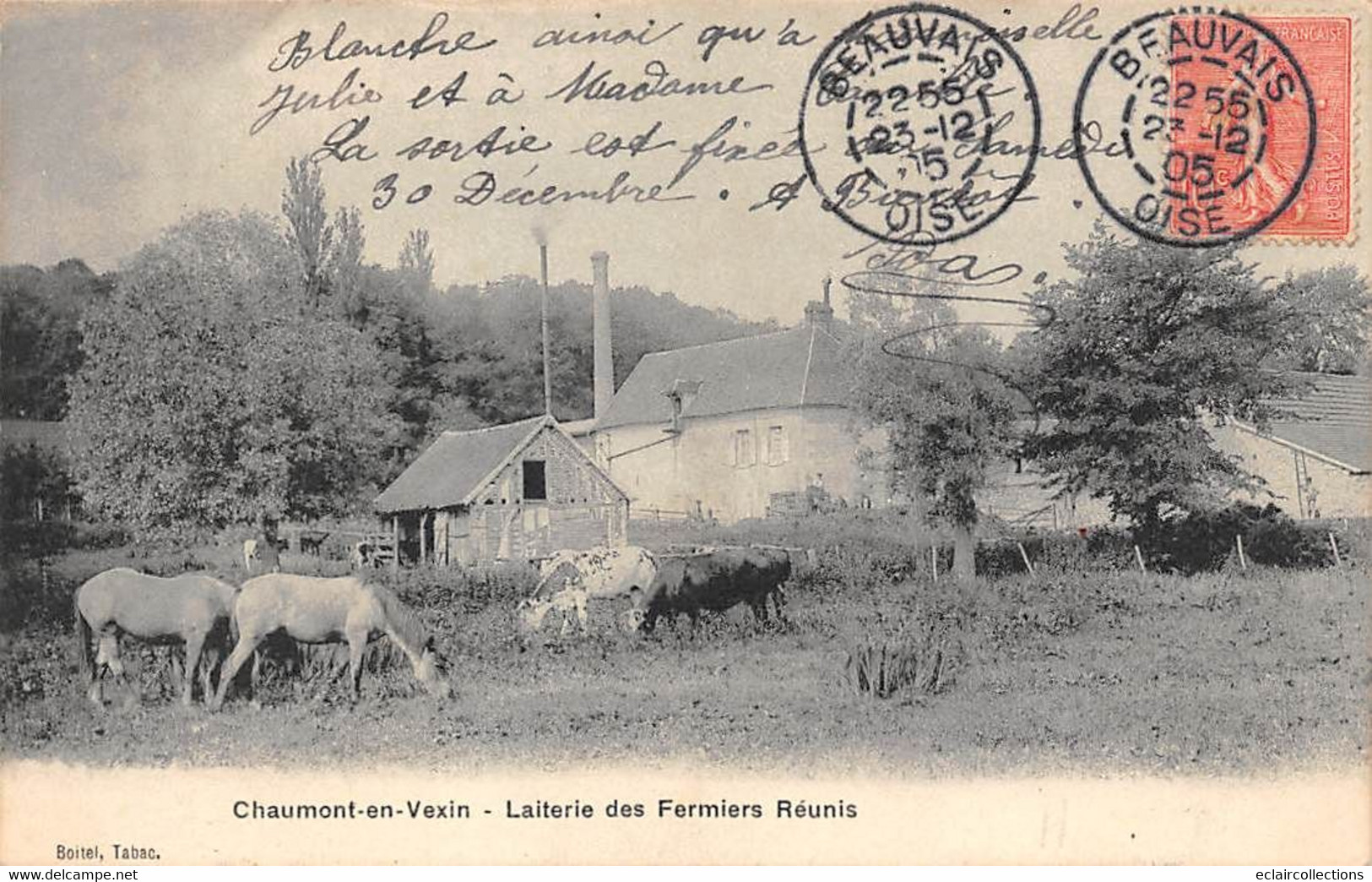 Chaumont En Vexin      60       Vaches Au Champ Et Laiterie Des Fermiers Réunis       (voir Scan) - Chaumont En Vexin