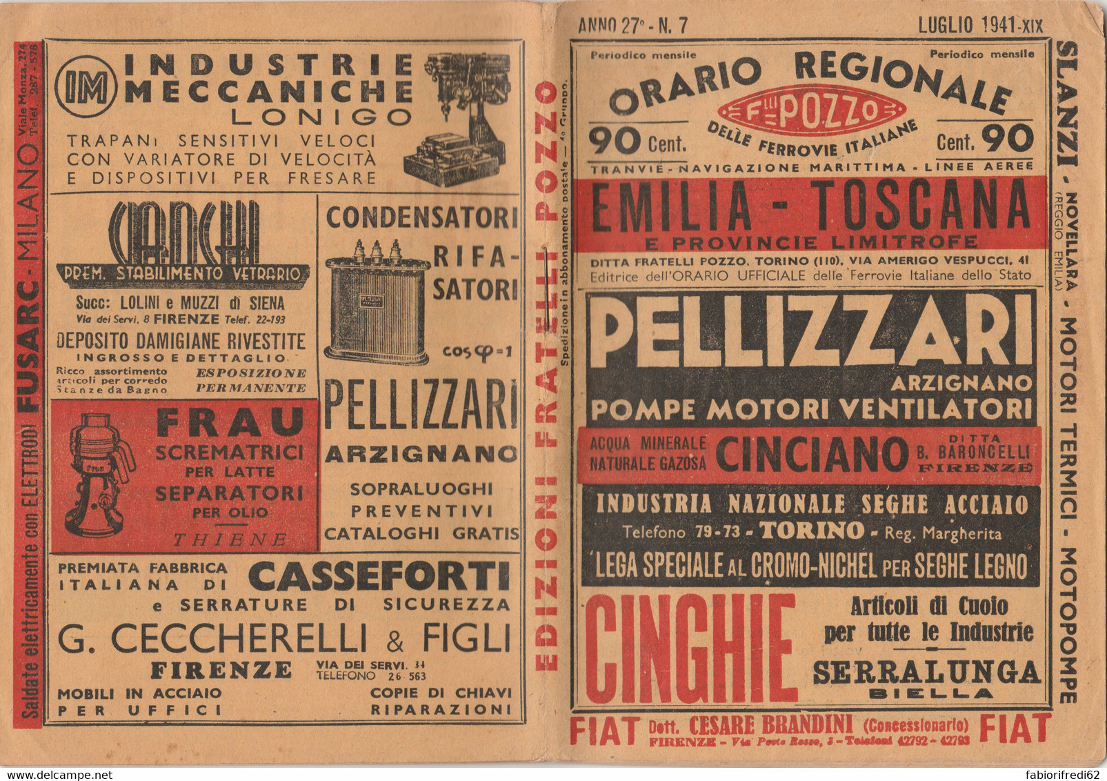 ORARIO FERROVIARIO 1941 EMILIA TOSCANA (XF103 - Europe