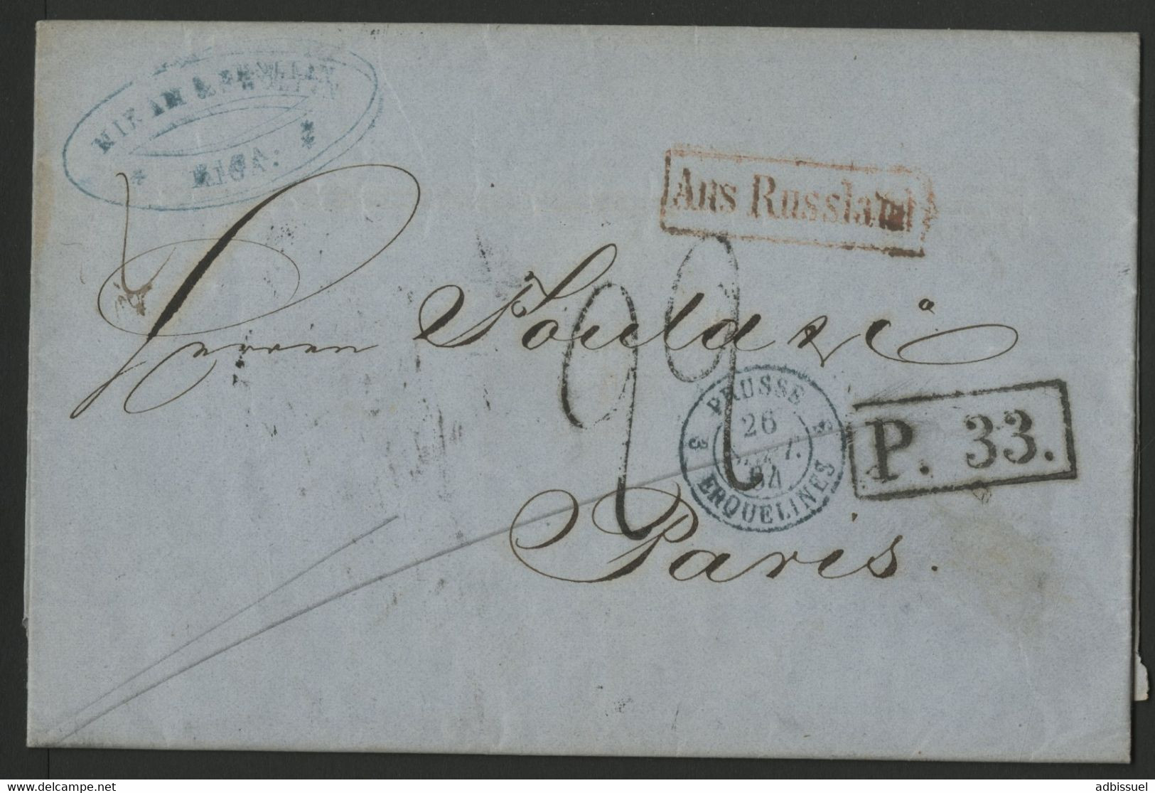 1864 LETTRE De RIGA En LETTONIE En Double Port Pour PARIS (voir Description) - Letland