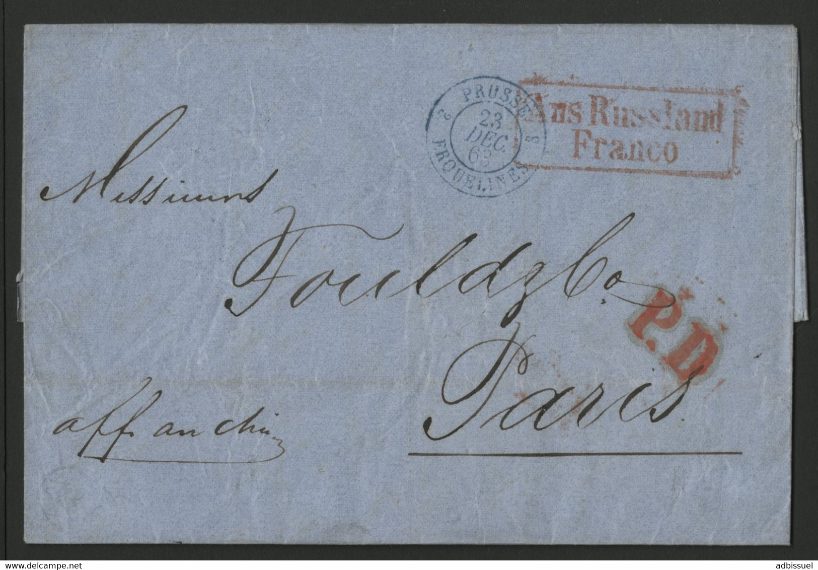 1863 LETTRE De RIGA En LETTONIE En PORT PAYE Pour PARIS (voir Description) - Lettonie