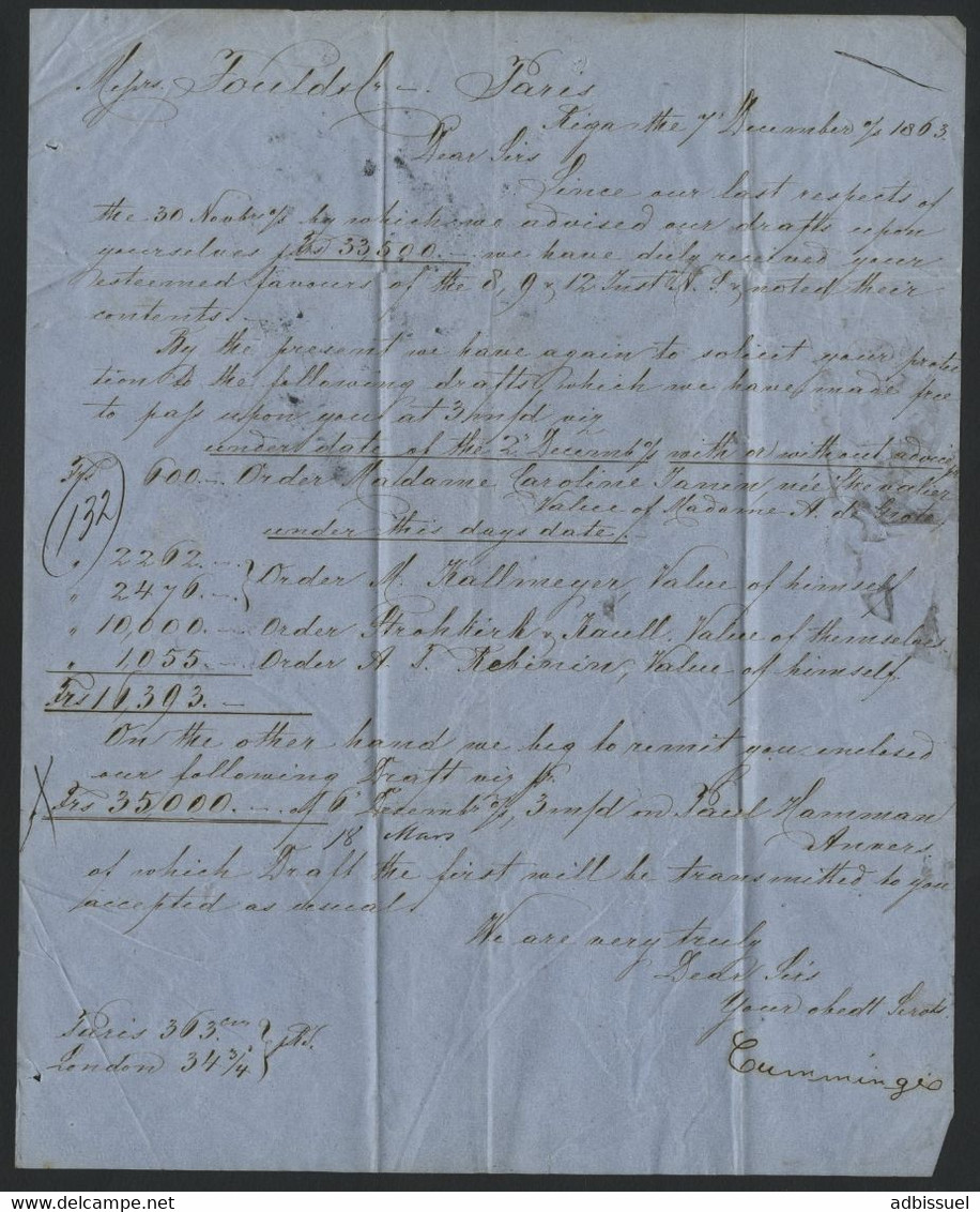 1863 LETTRE De RIGA En LETTONIE En PORT PAYE Pour PARIS (voir Description) - Lettland