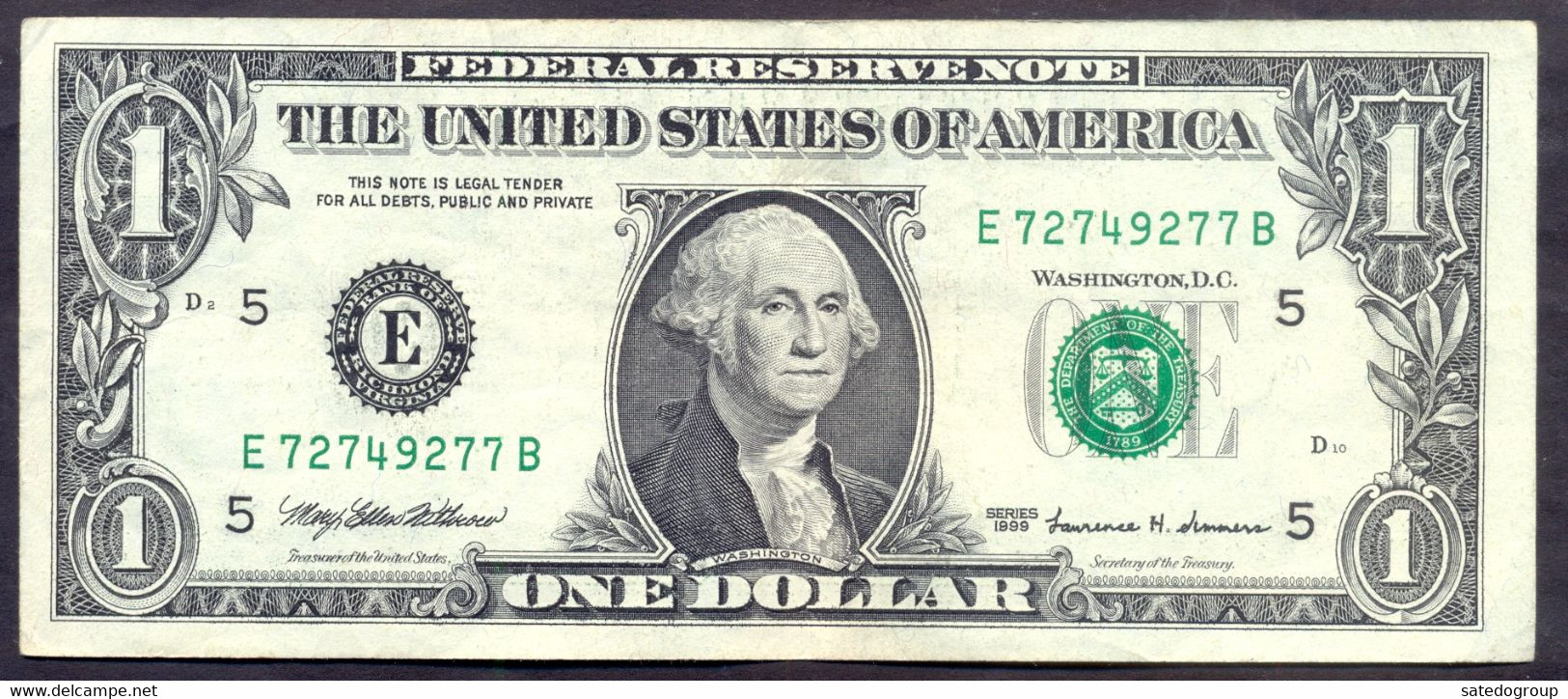 USA 1 Dollar 1999 E  - VF # P- 504 < E - Richmond VA > - Federal Reserve (1928-...)