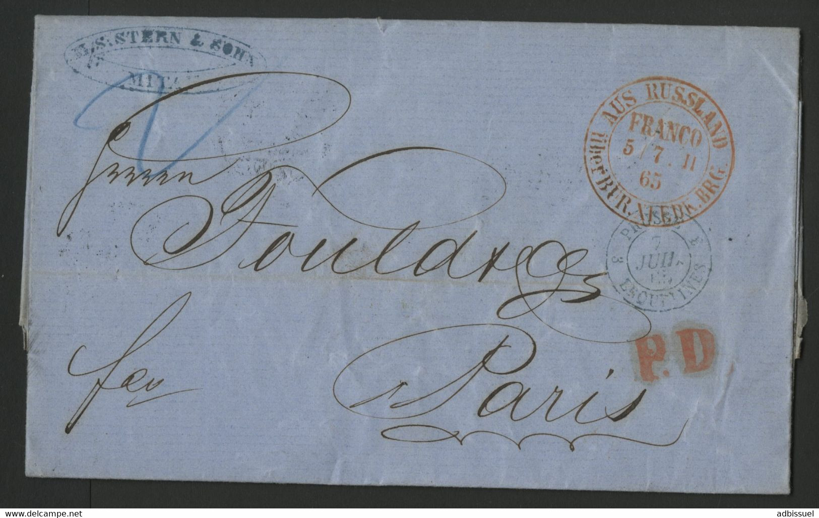 1865 RUSSIE LETTRE En PORT PAYE De MITAU (actuellement JELGAVA En LETTONIE)  Pour PARIS (voir Description) - ...-1857 Voorfilatelie