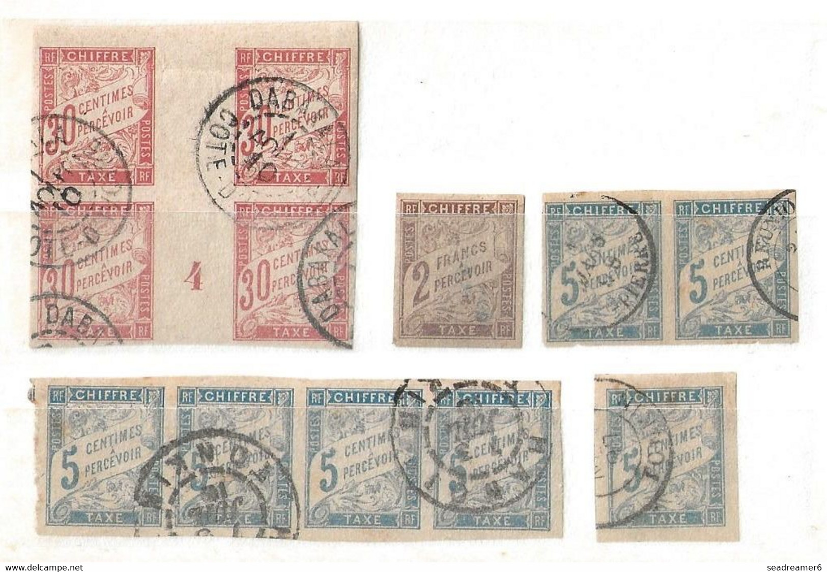 Petit Lot De Taxes Des Colonies : Millésimes; Bloc De 4, Oblitérés De St Pierre, Cote D'ivoire, Tonkin... - Postage Due