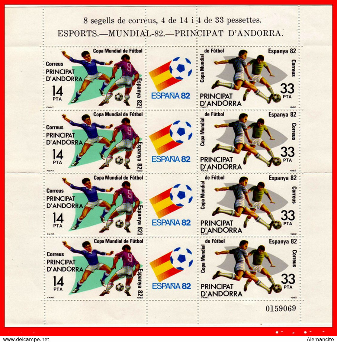 MINI PLIEGO 8 SELLOS NUEVOS-. AÑO 1982 ANDORRA - (MUNDIAL DE FÚTBOL ESPAÑA AÑO 1982) - Collections