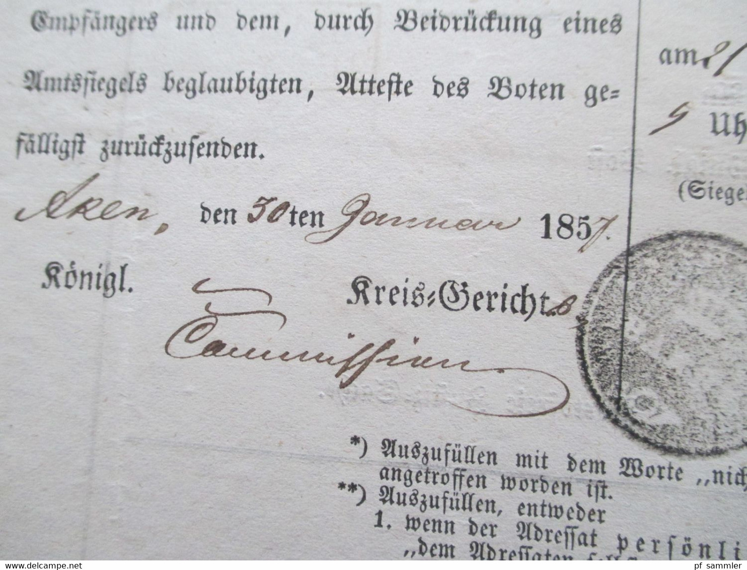 Altdeutschland Sachsen 21.3.1857 Beleg / Post Insinuations Document Portofreie Justizsache Stp. K. Pr. Post Exped. Barby - Sachsen