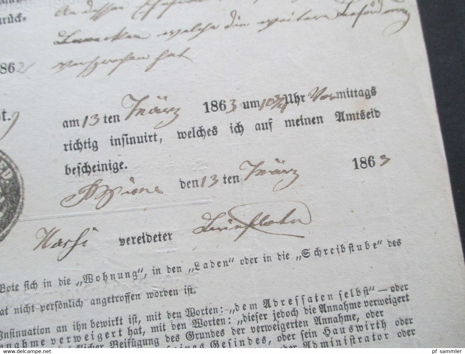 Altdeutschland Sachsen 13.3.1863 Beleg / Post Behändigungsschein Portofreie Justizsache Stp. K. Pr. Post Exped. Biere - Saxe