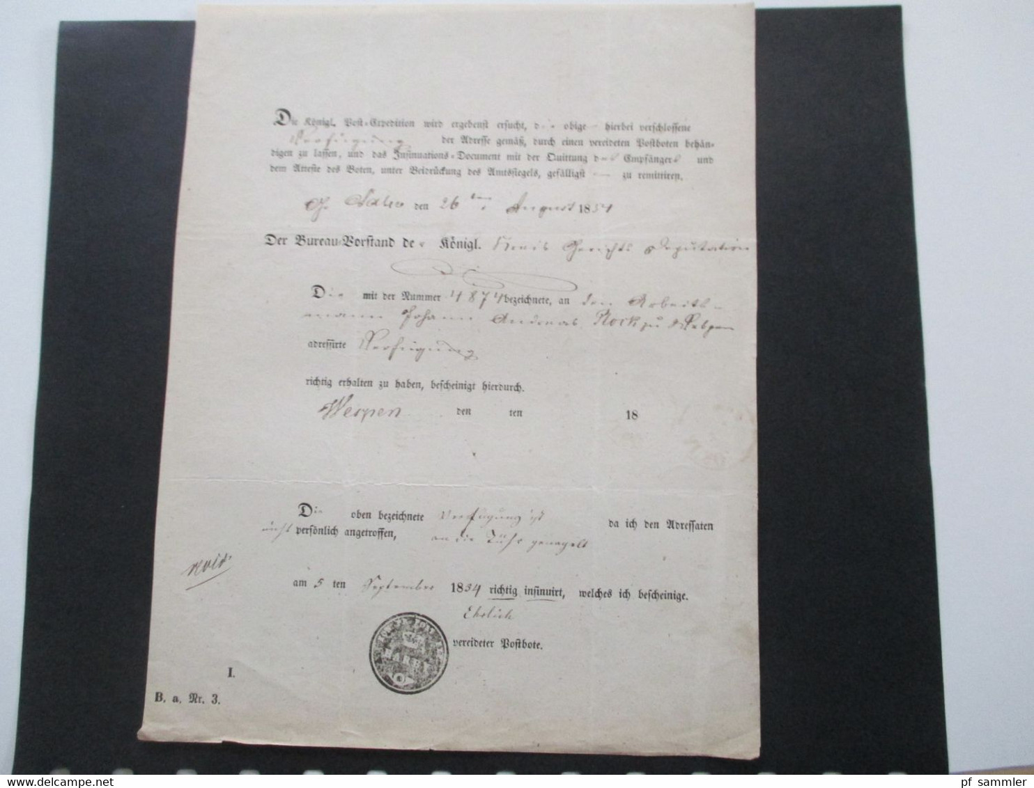 Altdeutschland Sachsen 26.8.1854 Beleg Königl. Post Expedition Der Bureau Vorstand Stp. K. Pr. Post Exped. Barby - Saxe