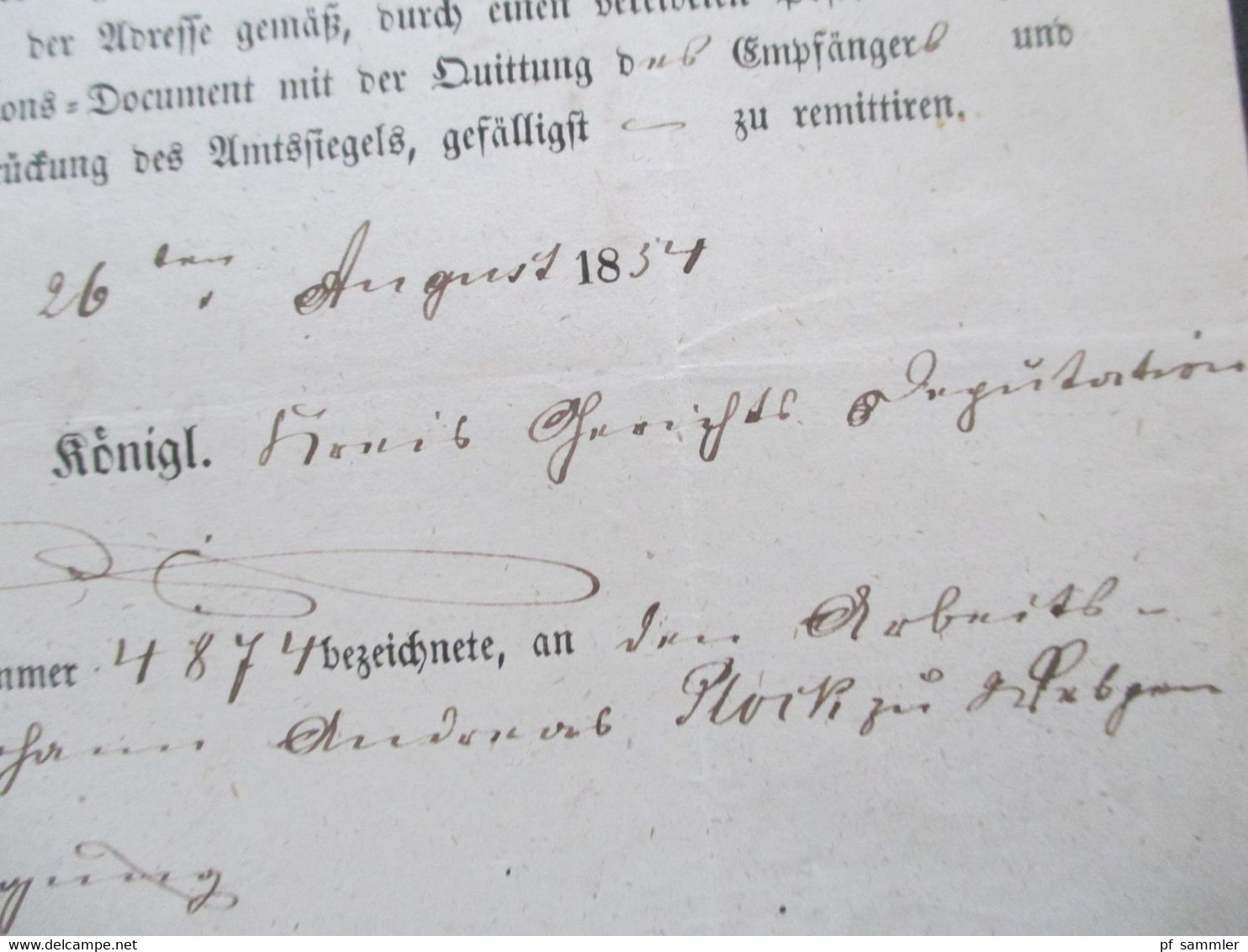 Altdeutschland Sachsen 26.8.1854 Beleg Königl. Post Expedition Der Bureau Vorstand Stp. K. Pr. Post Exped. Barby - Sachsen