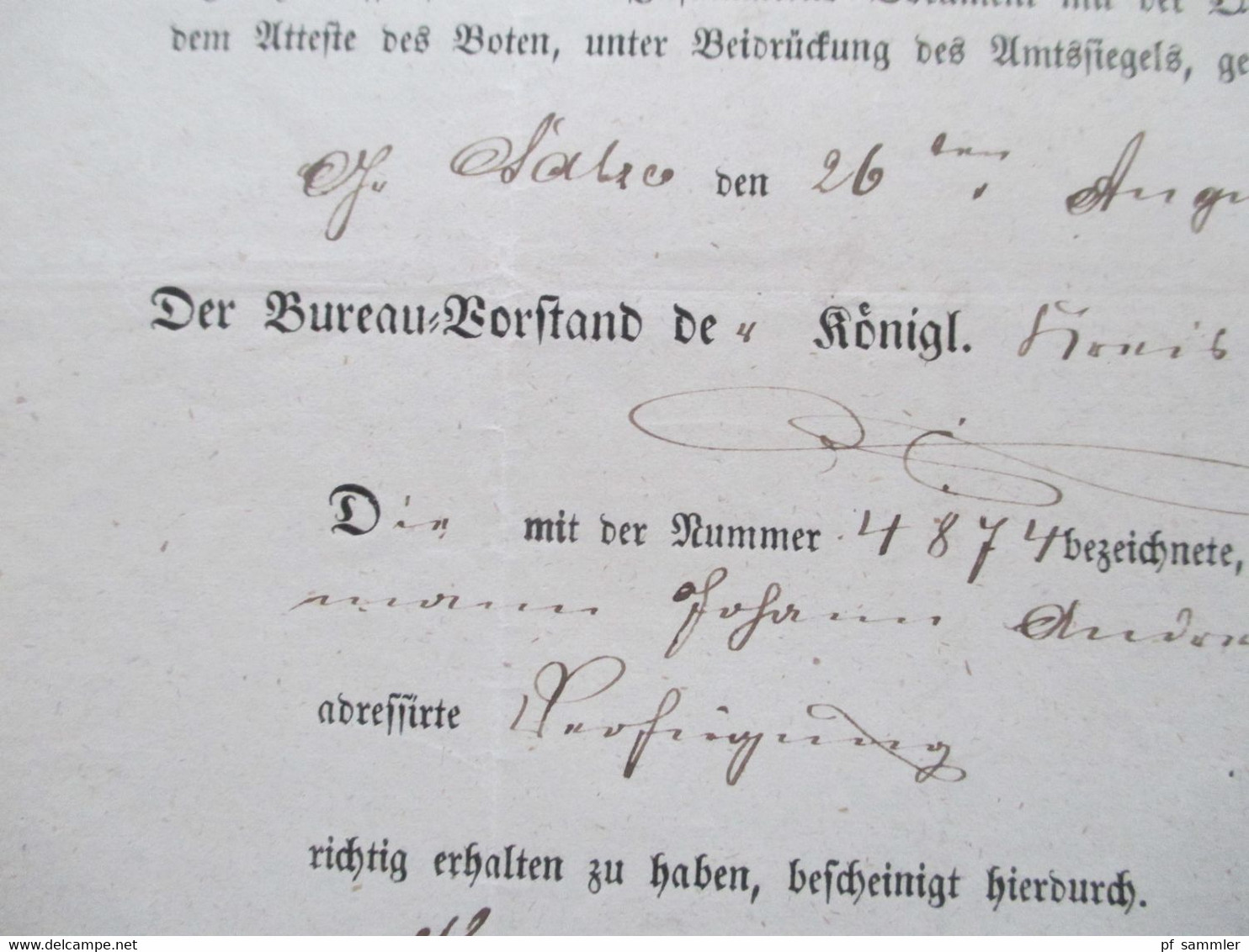 Altdeutschland Sachsen 26.8.1854 Beleg Königl. Post Expedition Der Bureau Vorstand Stp. K. Pr. Post Exped. Barby - Sachsen