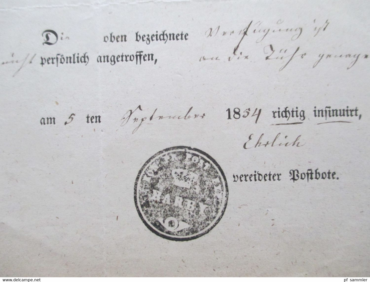 Altdeutschland Sachsen 26.8.1854 Beleg Königl. Post Expedition der Bureau Vorstand Stp. K. Pr. Post Exped. Barby