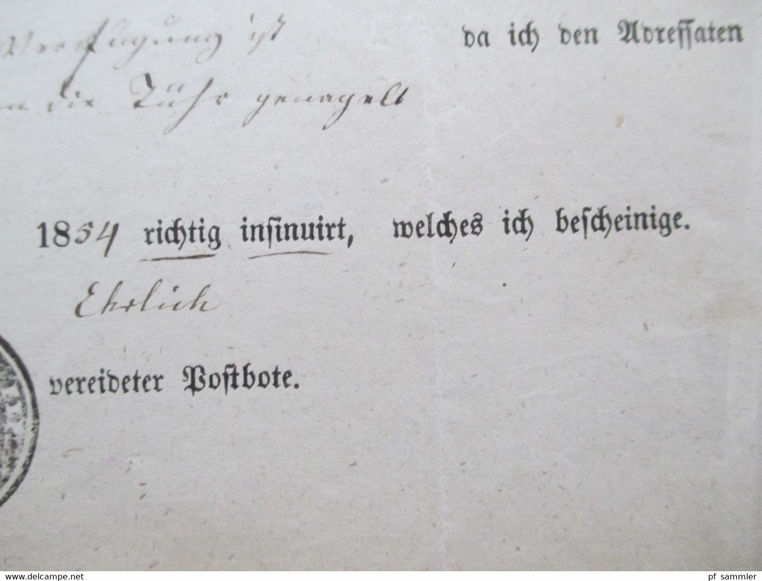 Altdeutschland Sachsen 26.8.1854 Beleg Königl. Post Expedition der Bureau Vorstand Stp. K. Pr. Post Exped. Barby