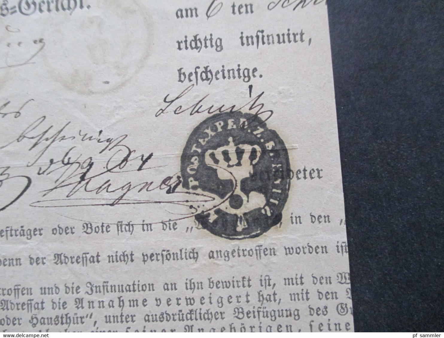 Altdeutschland Sachsen 1.9.1864 Beleg / Post Behändigungsschein Portofreie Justizsache Stempel K2 Sebnitz / Recomandirt - Saxony