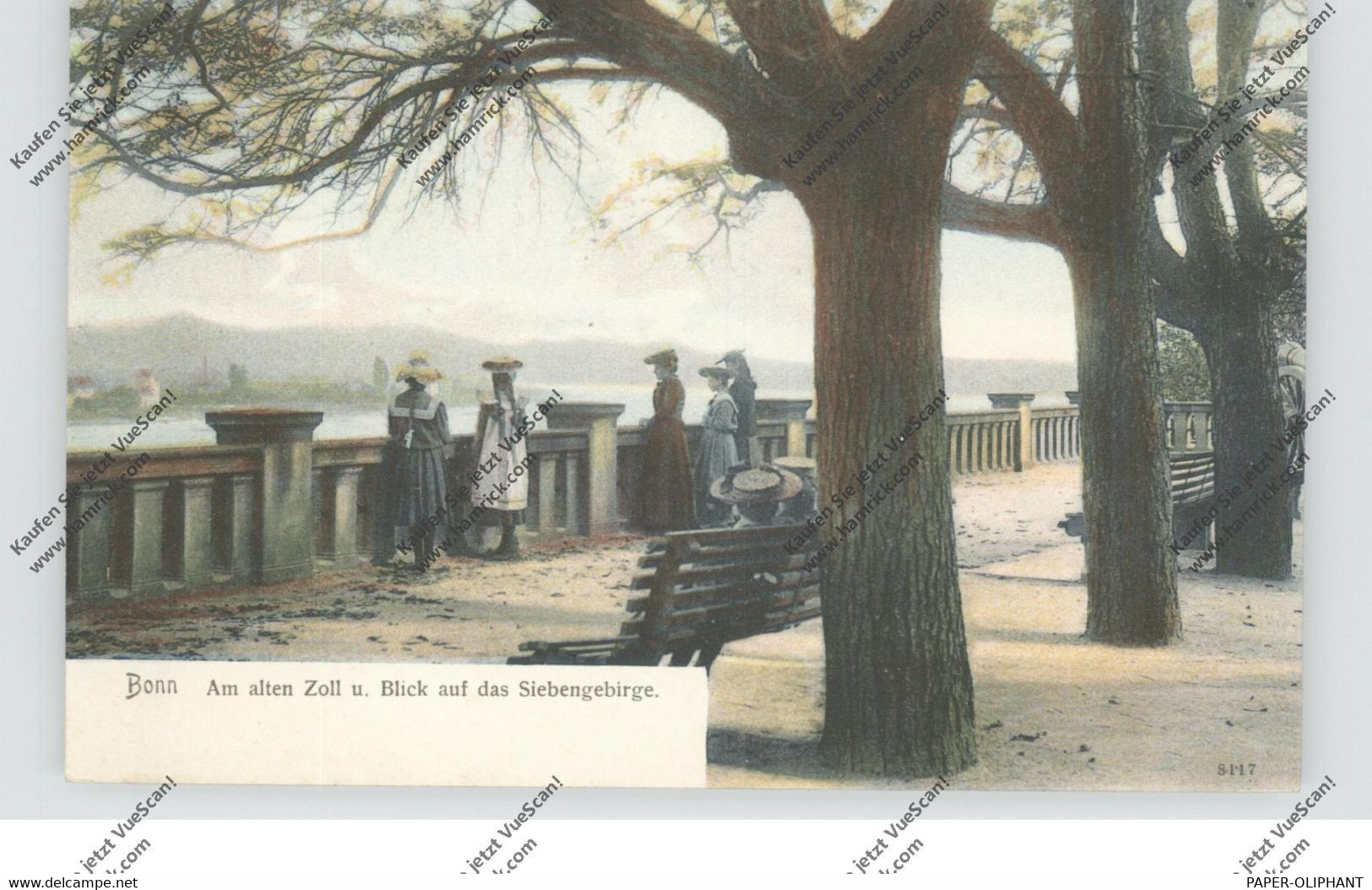 5300 BONN, Alter Zoll, Blick Auf Das Siebengebirge, 1904, Belebte Szene, Handcoloriert, Rück. Leicht Abschürfung - Bonn