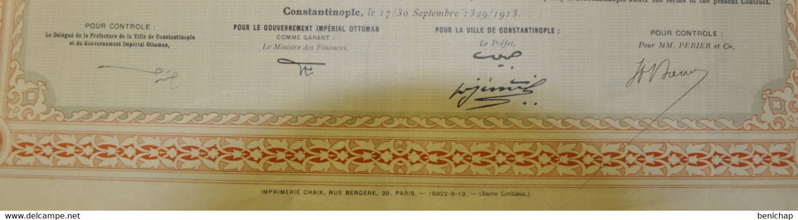 Ville De Constantinople - Emprunt Municipal 5% 1913 - Obligation De 500F. - Banque & Assurance