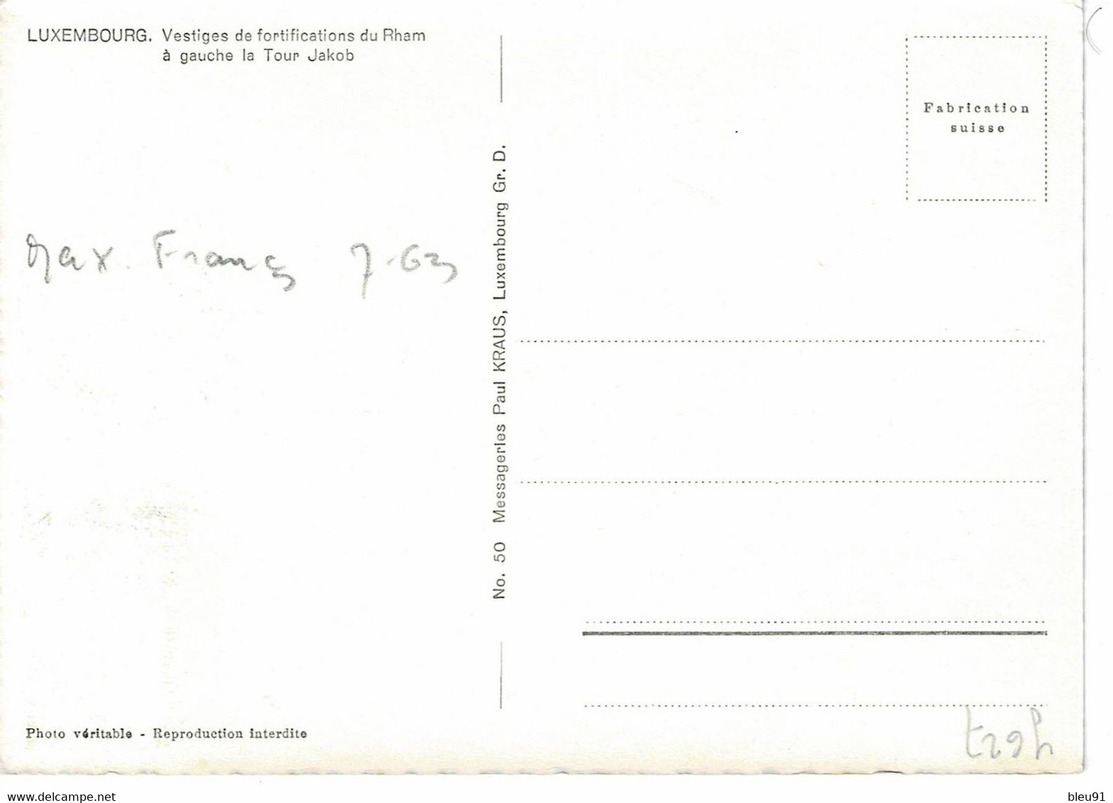 CARTE MAXIMUM  LUXEMBOURG TOURS DU RHAM 1963 - Cartes Maximum