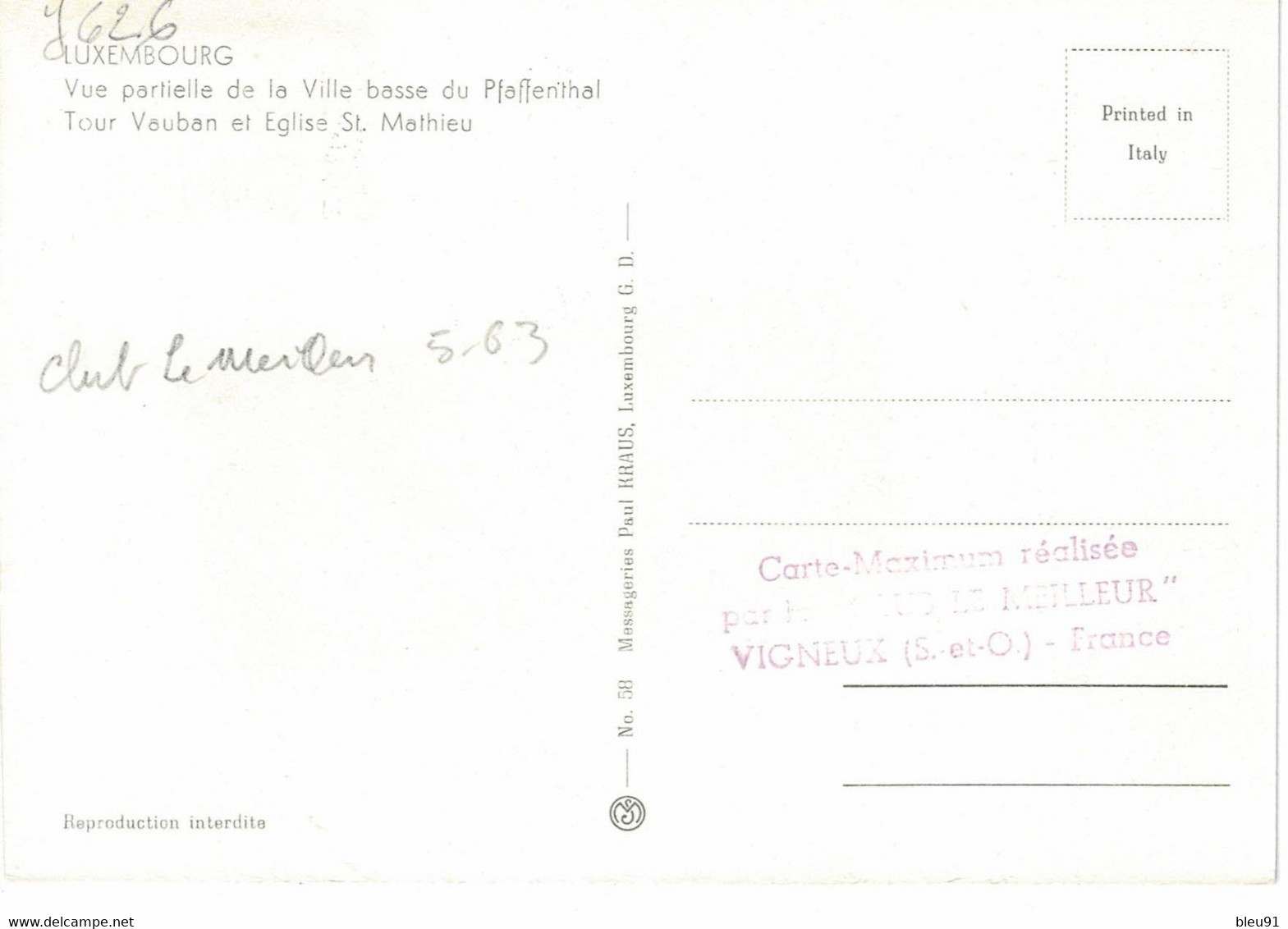 CARTE MAXIMUM  LUXEMBOURG ABBAYE DE MUNSTER 1963 - Tarjetas Máxima
