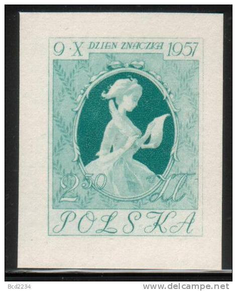 POLAND 1957 STAMP DAY COLOUR IMPERF PROOF NHM (NO GUM) Art Paintings Girl In Costume Jean Honore Fragonard - Probe- Und Nachdrucke