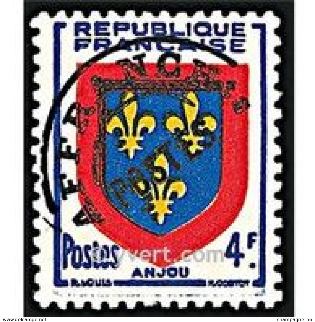 VARIÉTÉS PREOBLITERES 1949 -1951 N° 105 BLASON D'ANJOU SCH  OBLITERE / 10 SCANNE / + 1 SCANNE Y/T