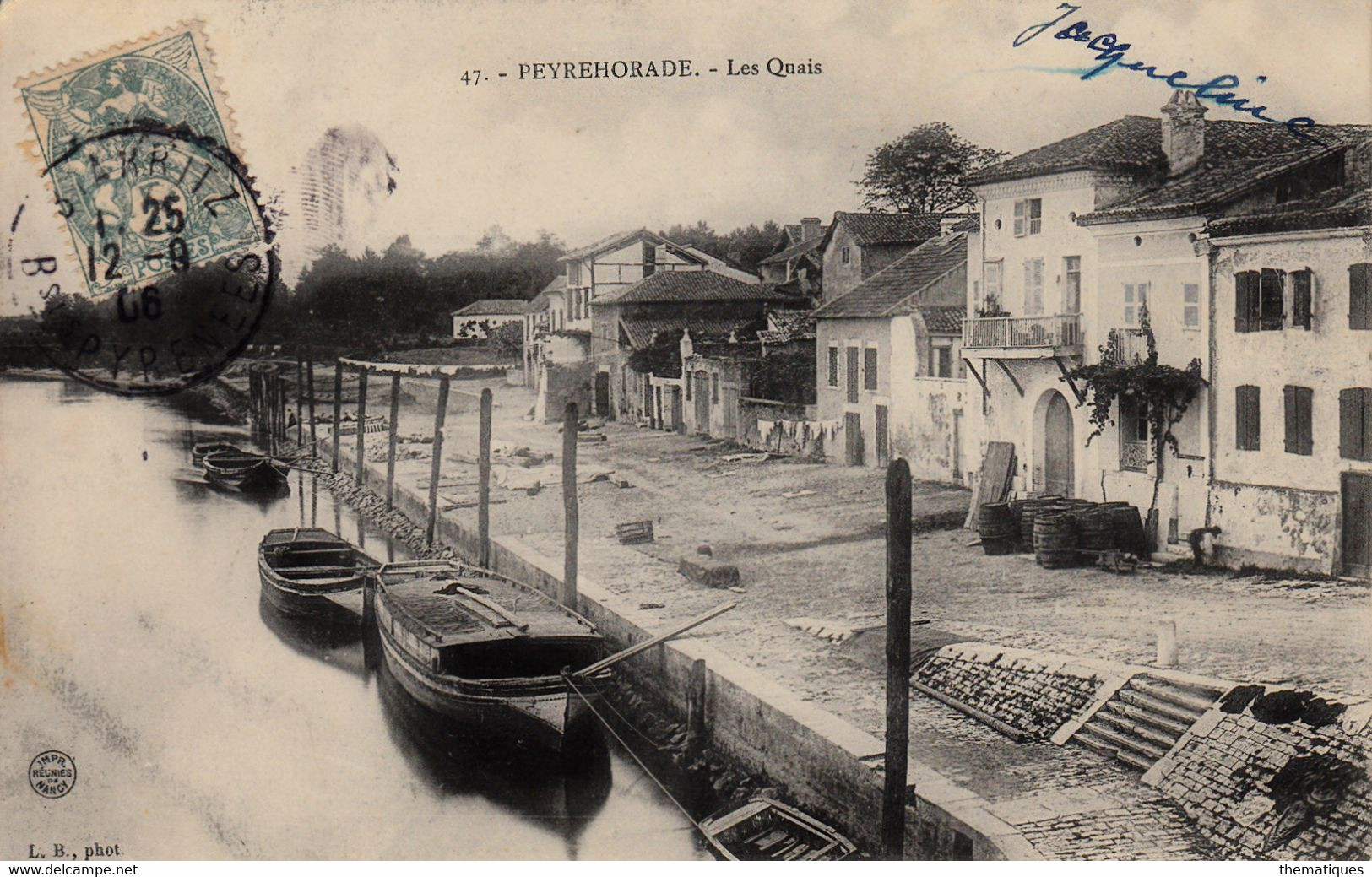 Thematiques 40 Landes Peyrehorade Les Quais Ecrite Timbre Cachet 12 09 1906 - Peyrehorade