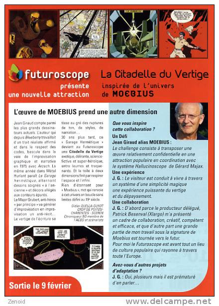 Flyer Publicitaire "La Citadelle Du Vertige Au Futuroscope" - Inspirée De L'Univers De Moebius - Moebius