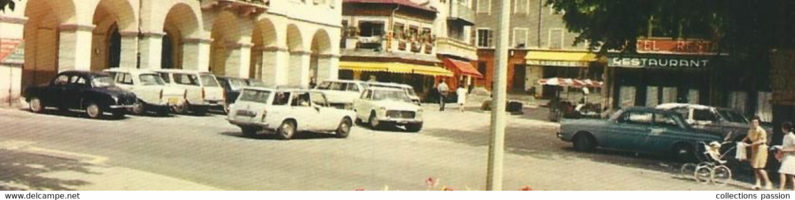 Cp , Automobiles, 06 , SAINT MARTIN VESUBIE ,place Félix FAURE Et Hôtel De Ville ,  Vierge ,  2 Scans, Commerces - Voitures De Tourisme