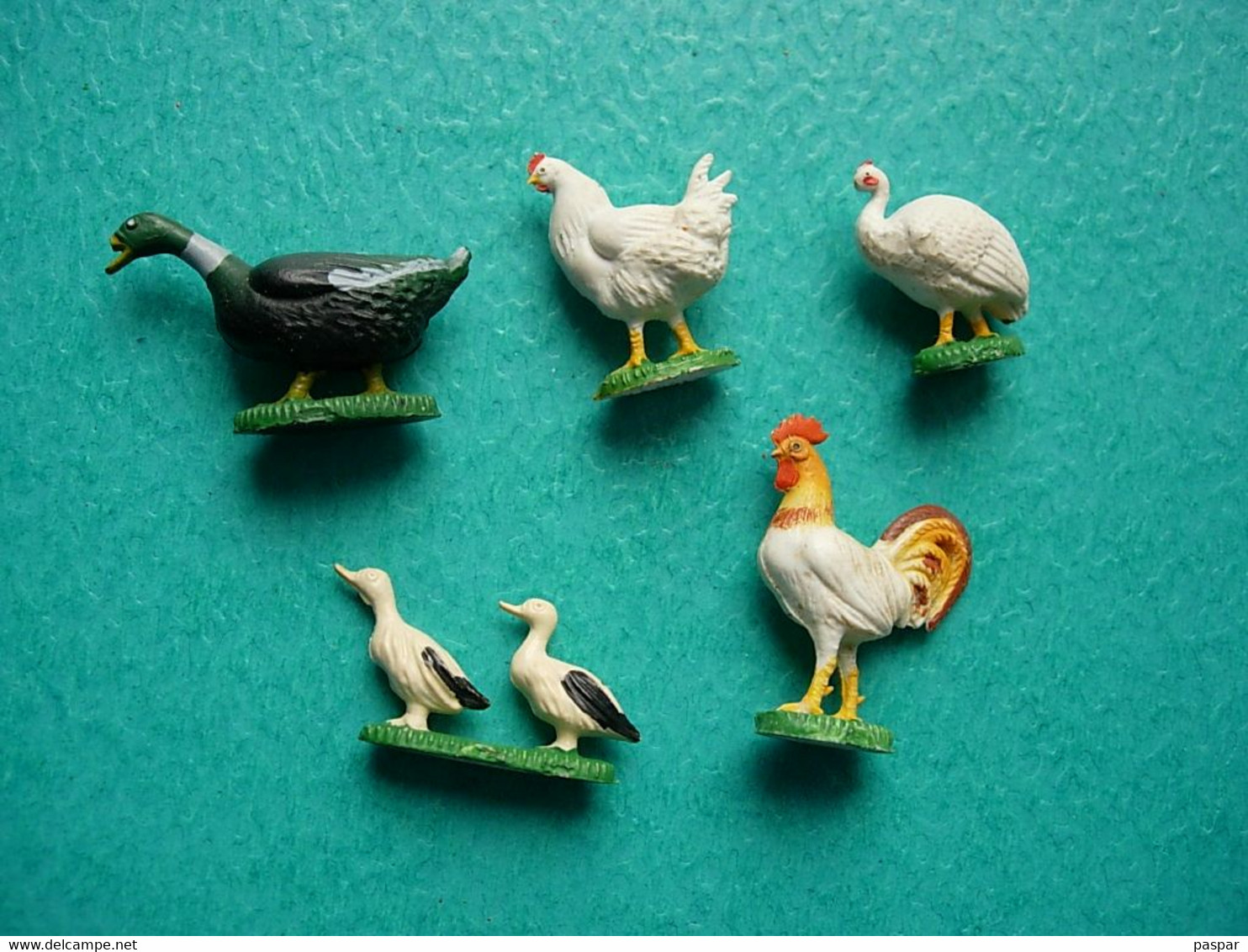 Lot 5 Figurines STARLUX - Animaux Basse Cour - Coq Poule Canard Dinde - Starlux