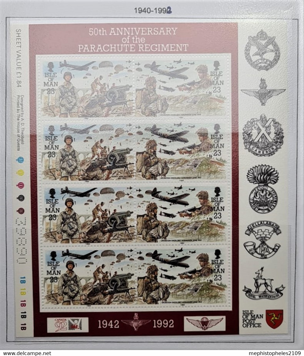 ISLE OF MAN 1992 - MNH - Sheetlet 50th Anniversary Of The Parachute Regiment - Isola Di Man