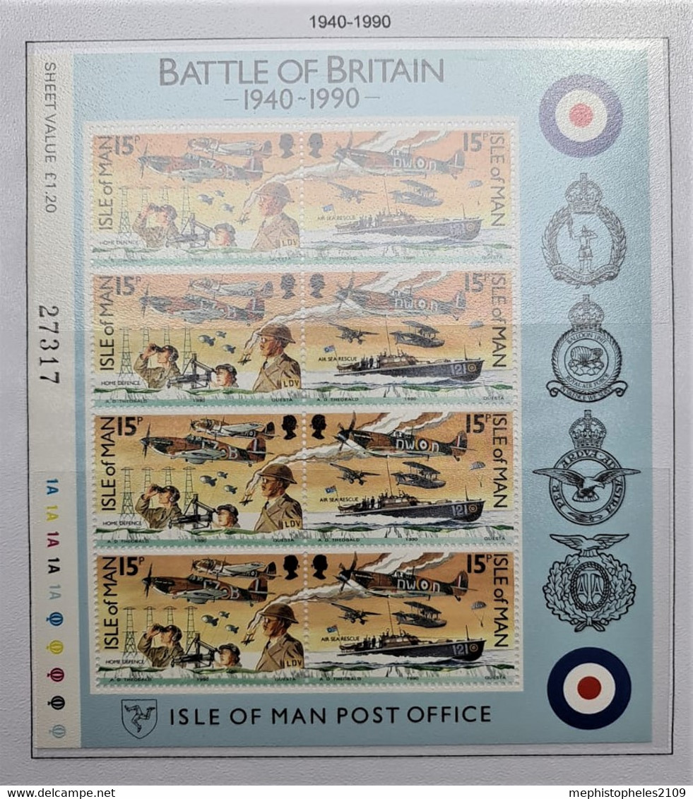 ISLE OF MAN 1990 - MNH - Sheetlet 50th Anniversary Of The Battle Of Britain - Isola Di Man