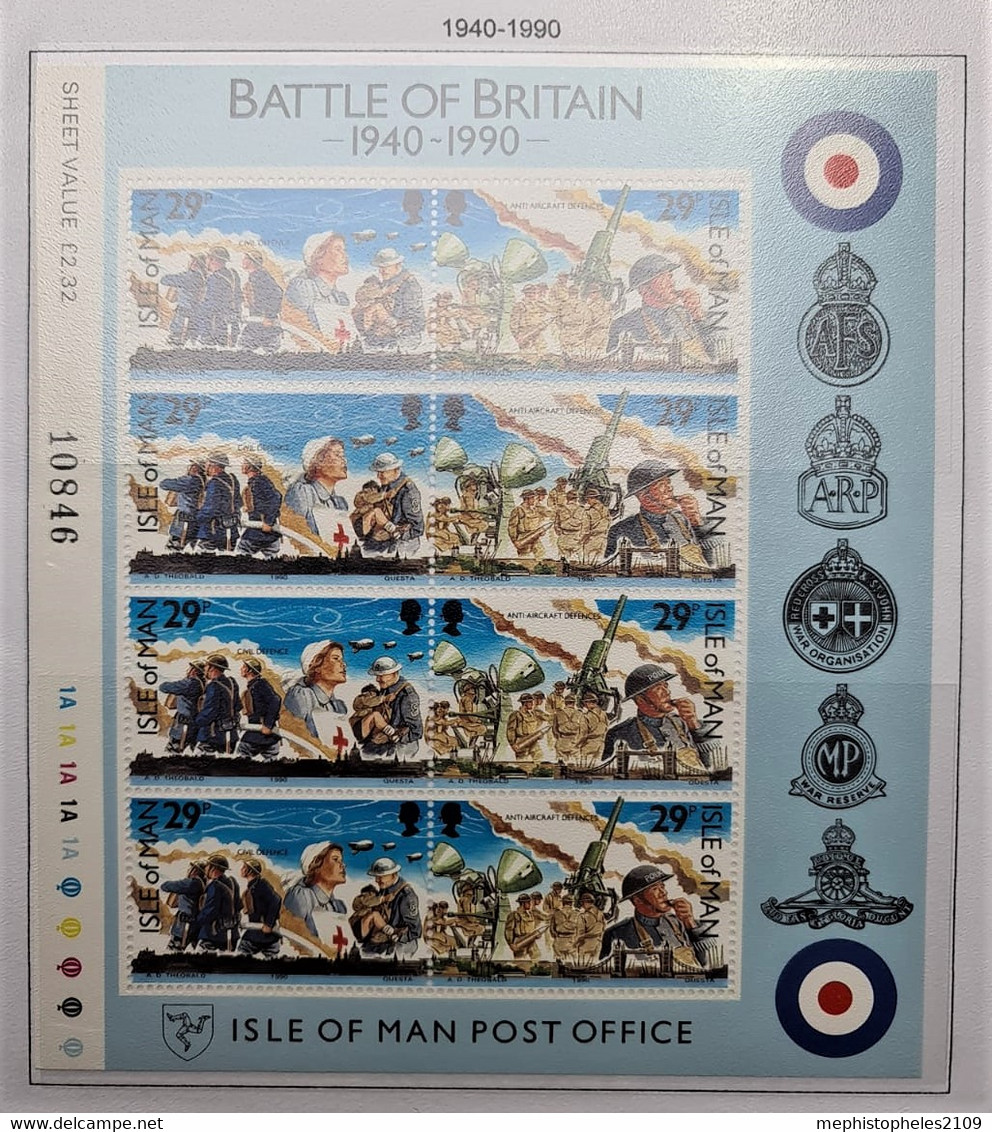 ISLE OF MAN 1990 - MNH - Sheetlet 50th Anniversary Of The Battle Of Britain - Isola Di Man