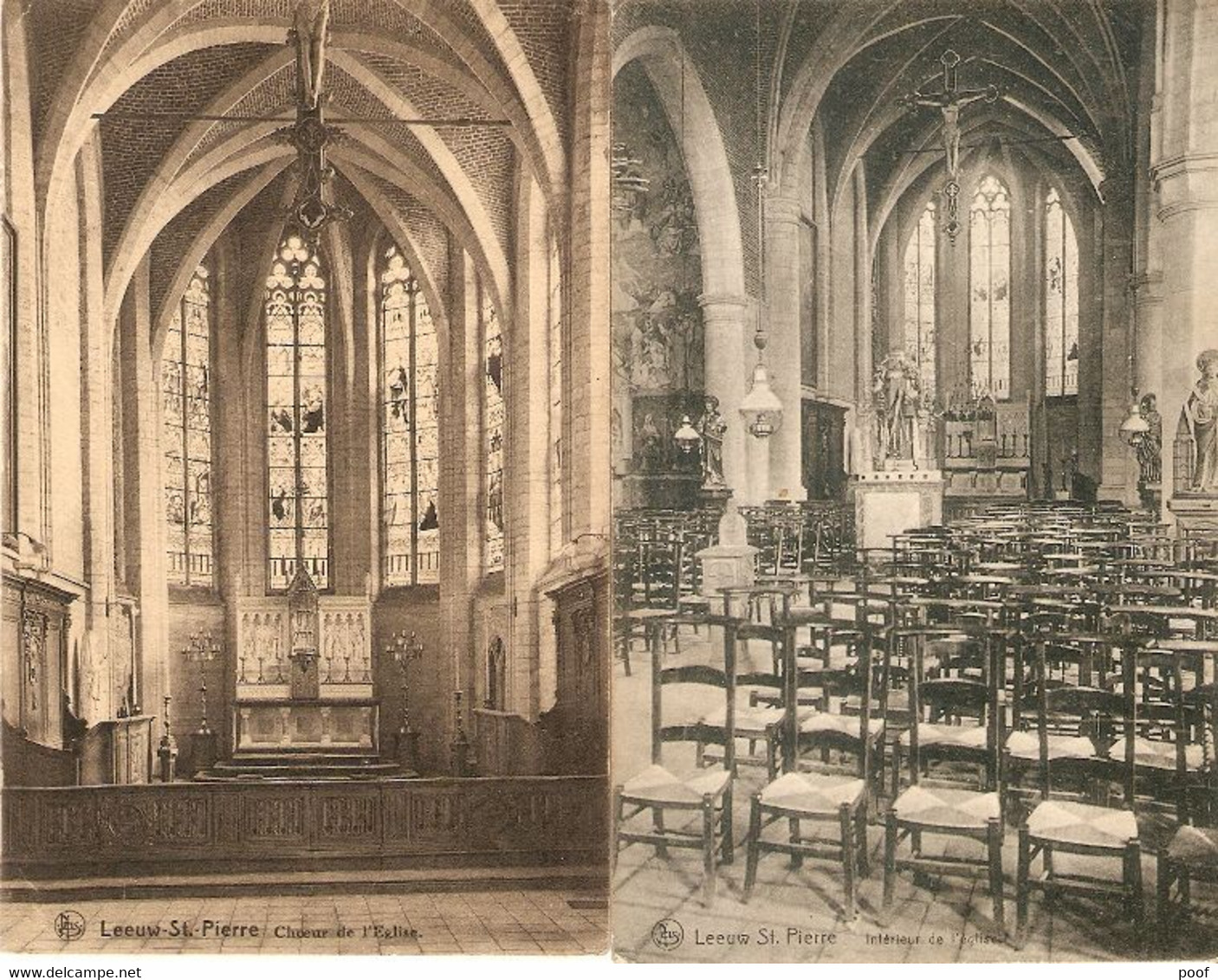 Leeuw St. Pierre / Sint-Pieters-Leeuw : Eglise Intérieur  --- 2 Cp - Sint-Pieters-Leeuw