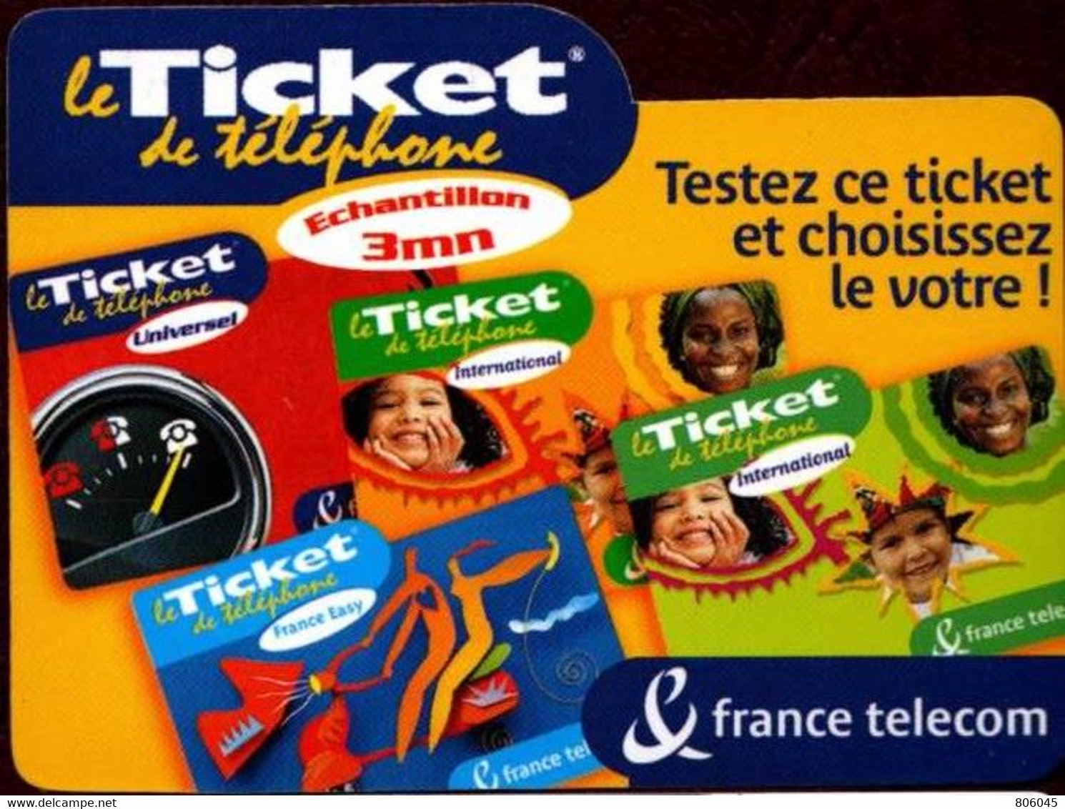 Ticket Télépone Orange - échantillon 3 Mn. - Biglietti FT