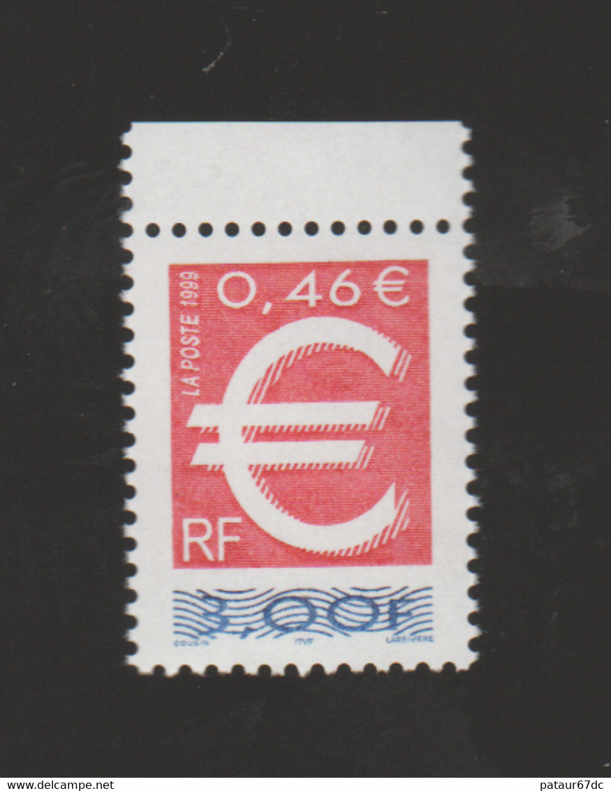 FRANCE / 1999 / Y&T N° 3214 ** : TP Euro (de Feuille) X 1 BdF Haut - Unused Stamps