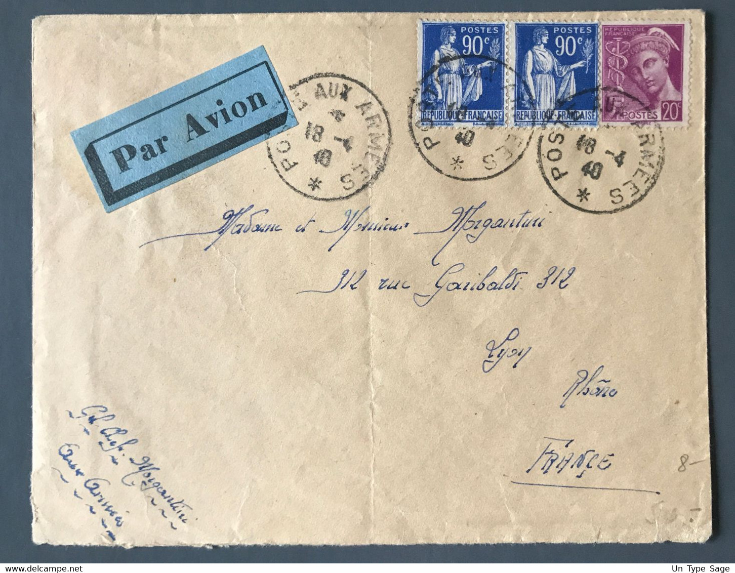 France N°368 (x2) Et 410 Sur Enveloppe - TAD POSTE AUX ARMEES 18.4.1940 - (C1970) - 2. Weltkrieg 1939-1945