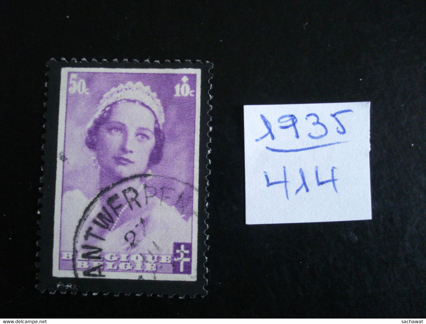 Belgique 1935 - Mort De La Reine Astrid 50+10c - Y.T. 414 - Oblitérés - Used - 1934-1935 Leopold III