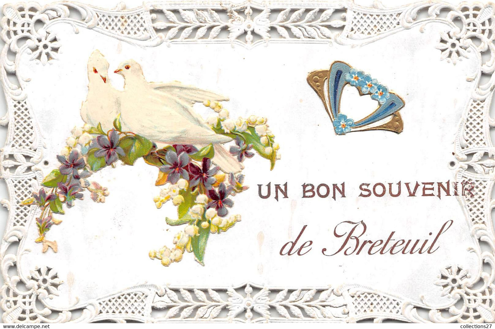 60-BRETEUIL- UN SOUVENIR DE BRETEUIL ( CARTE DENTELLE ) - Breteuil